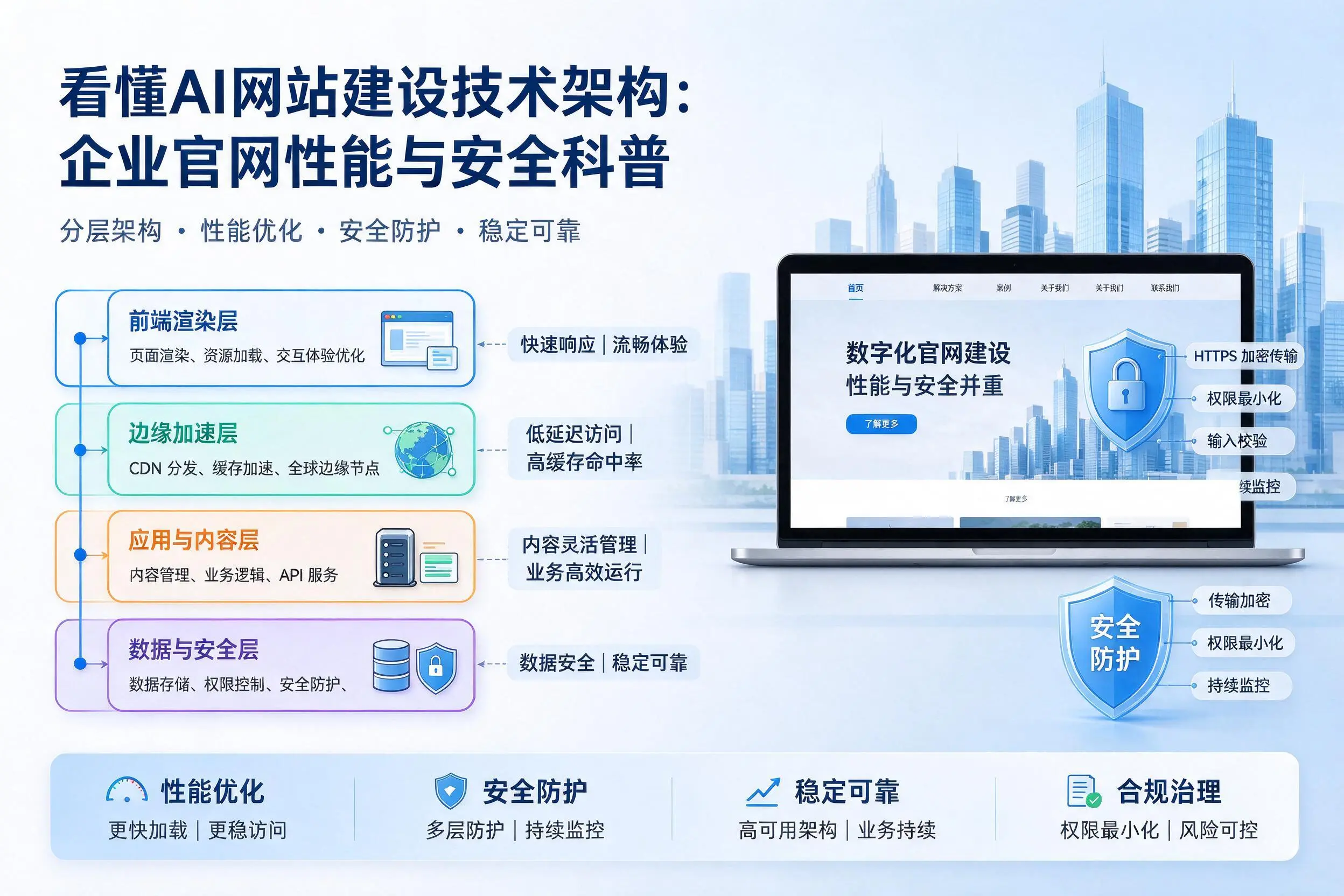 看懂AI网站建设技术架构:益阳企业官网性能与安全科普